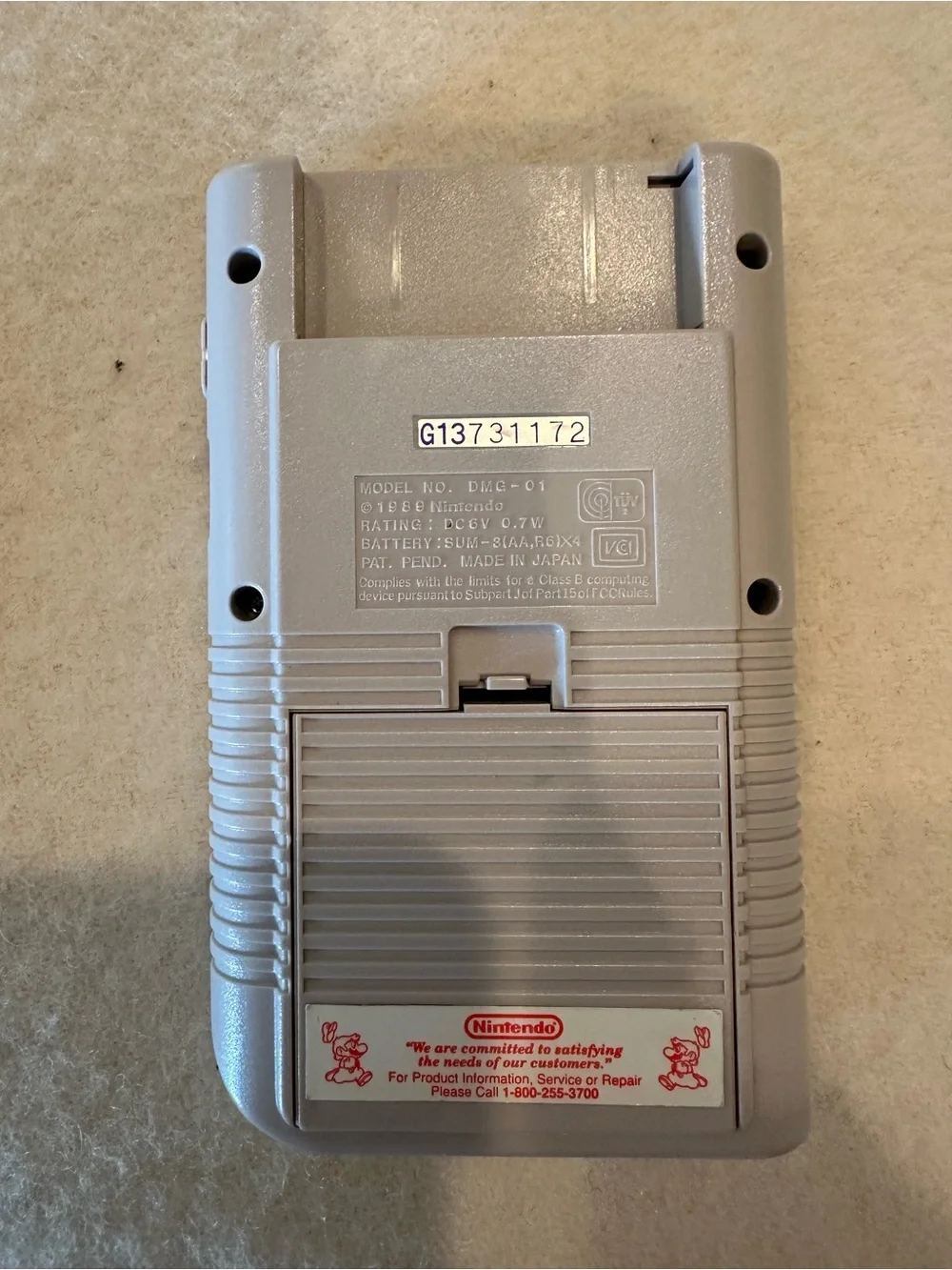 Nintendo Game Boy Portable Console in Light Gray with Maroon Buttons w/2 games